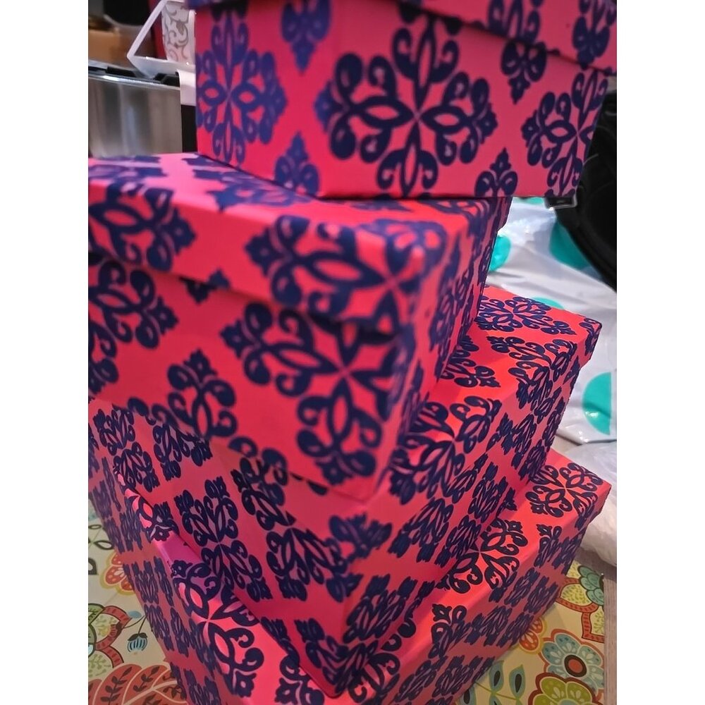 Floral Velvet Red Gift Storage Box Decorative Organizer Home Decor 11.8"x8.9x4.3